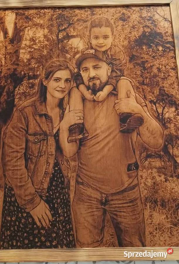 Portret na zamówienie wypalany w drewnie warmińsko-mazurskie Iława sprzedam