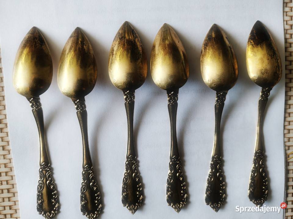 Komplet srebrnych łyżeczek złocononych Piękne Zgorzelec