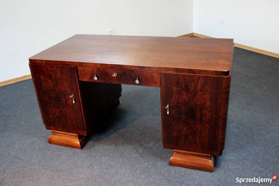 Duże biurko dwustronne Art Deco renowacji Zielonka