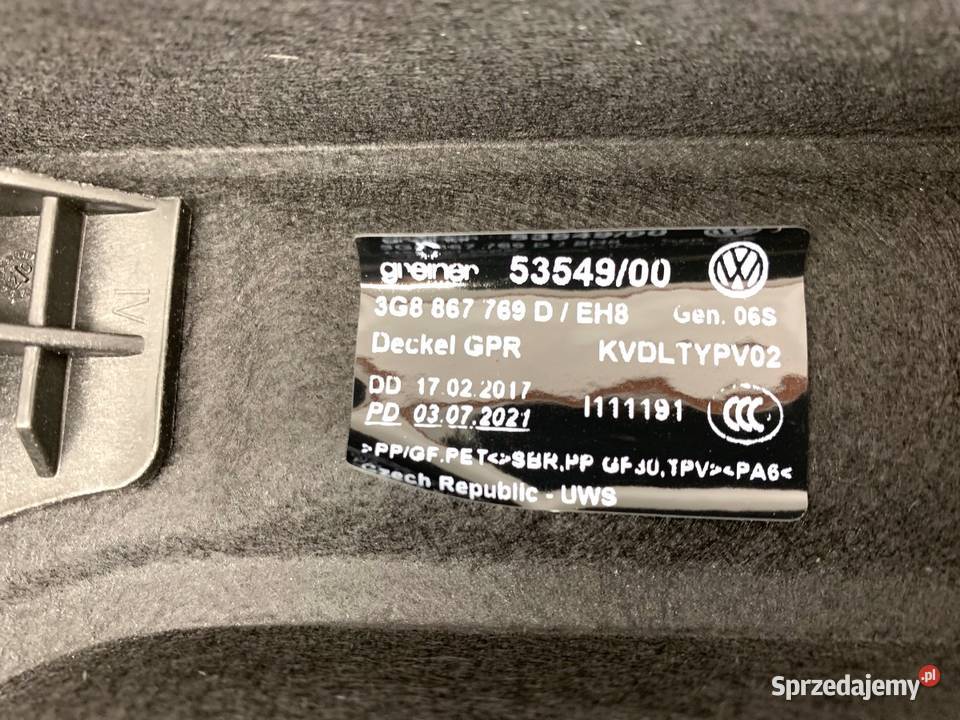 PÓŁKA TYŁ VW ARTEON 3G8867769D Hatchback OSŁONA osobowe