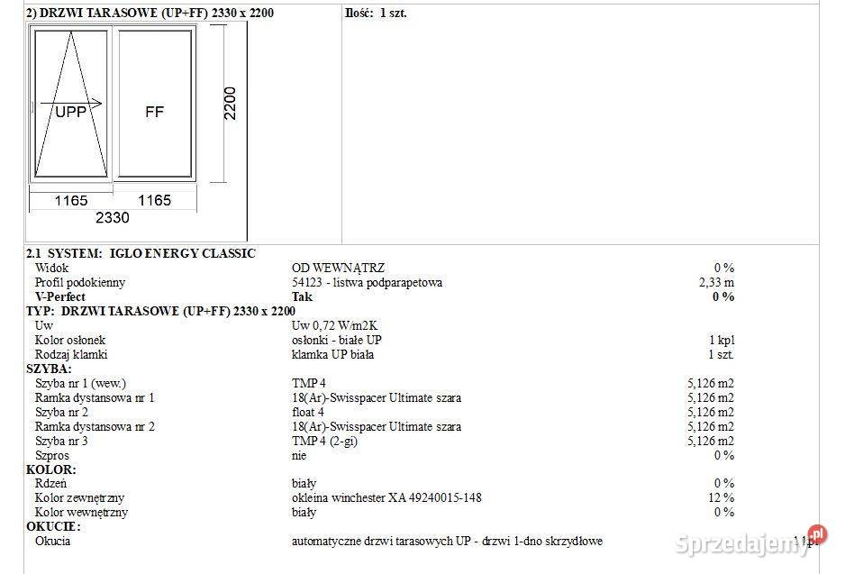 OKAZJA Drzwi tarasowe przesuwne PSK Krosno