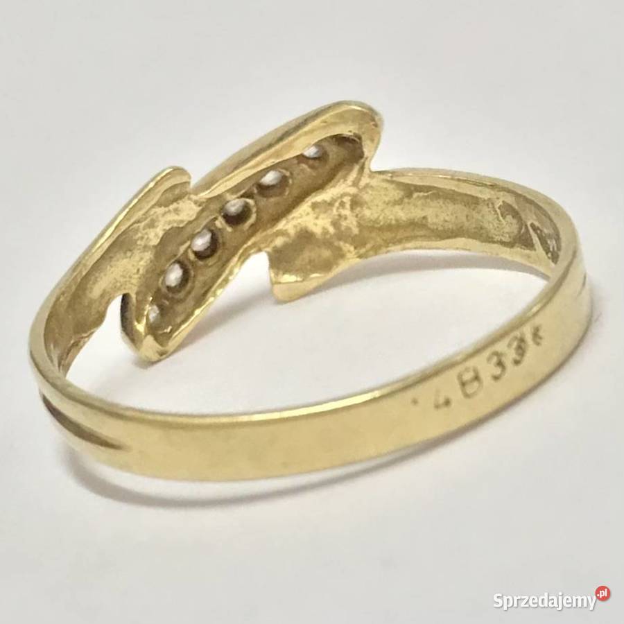 Złoty pierścionek 585 14K cyrkonie elegancki mazowieckie Warszawa