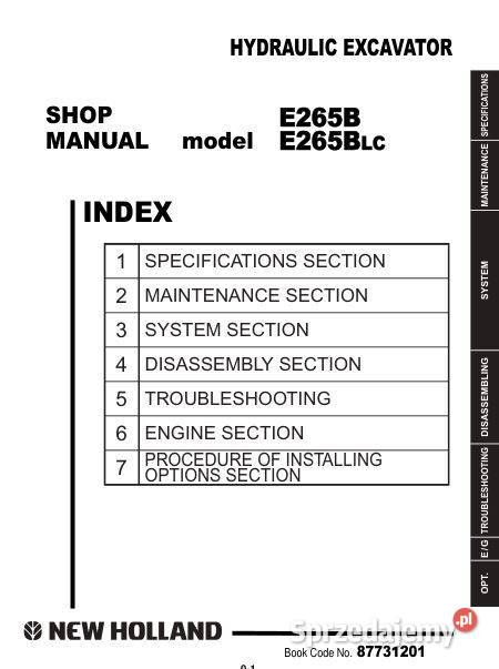 NH Kobelco E265B E265BLC instrukcja naprawy Kielce