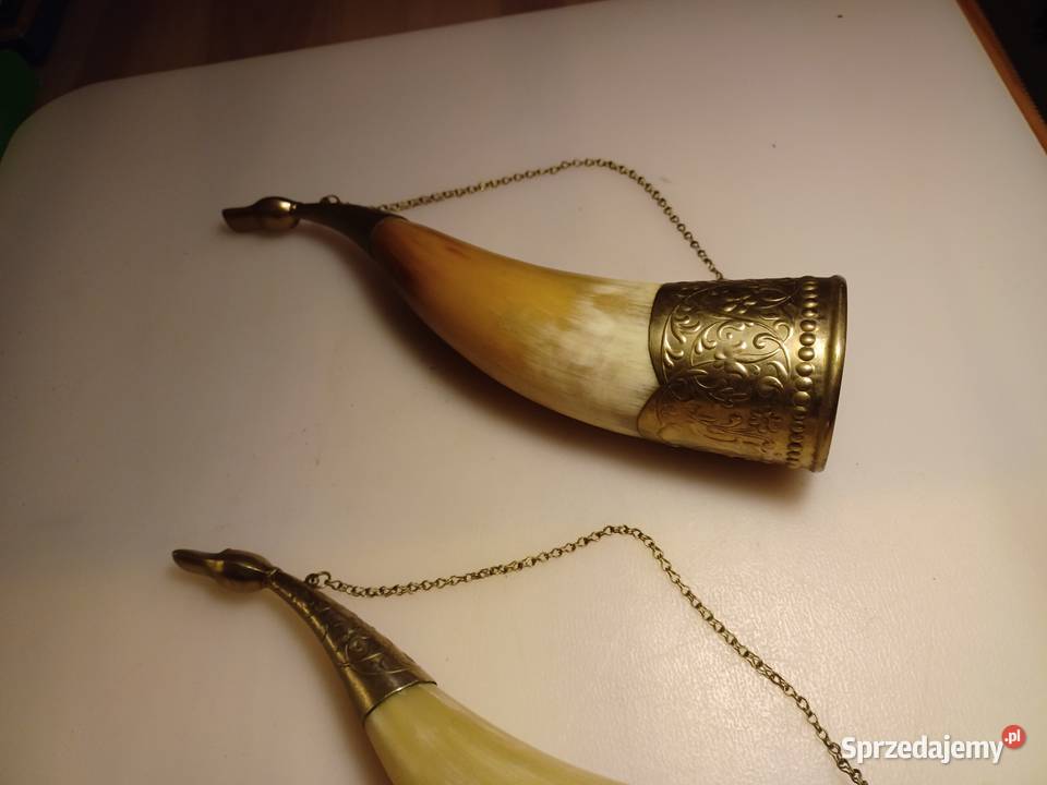 Piękny róg okuty mosiądzem Poznań