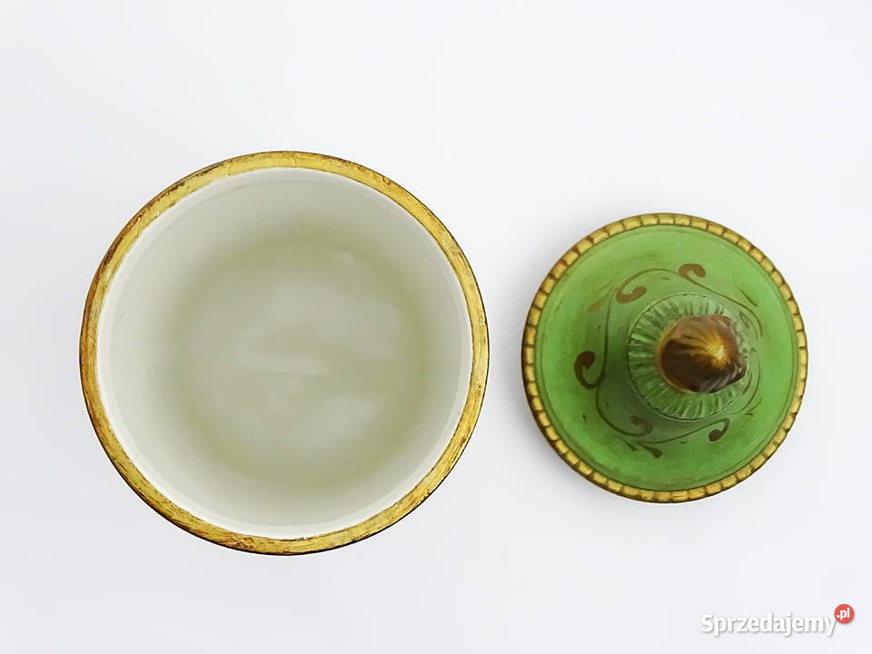 Zabytkowy pojemnik aptekarski z ilustracją Biłgoraj