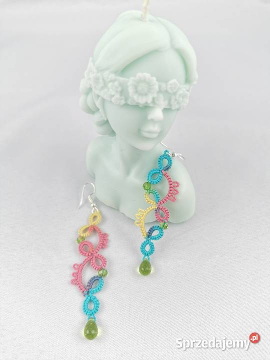 Kolczyki frywolitkowe Wiśniowa