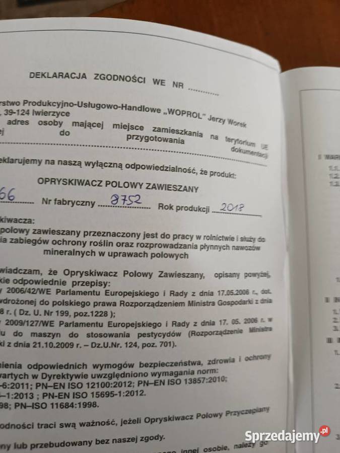 Opryskiwacz polowy zawieszany WOPROL 2018r lubelskie