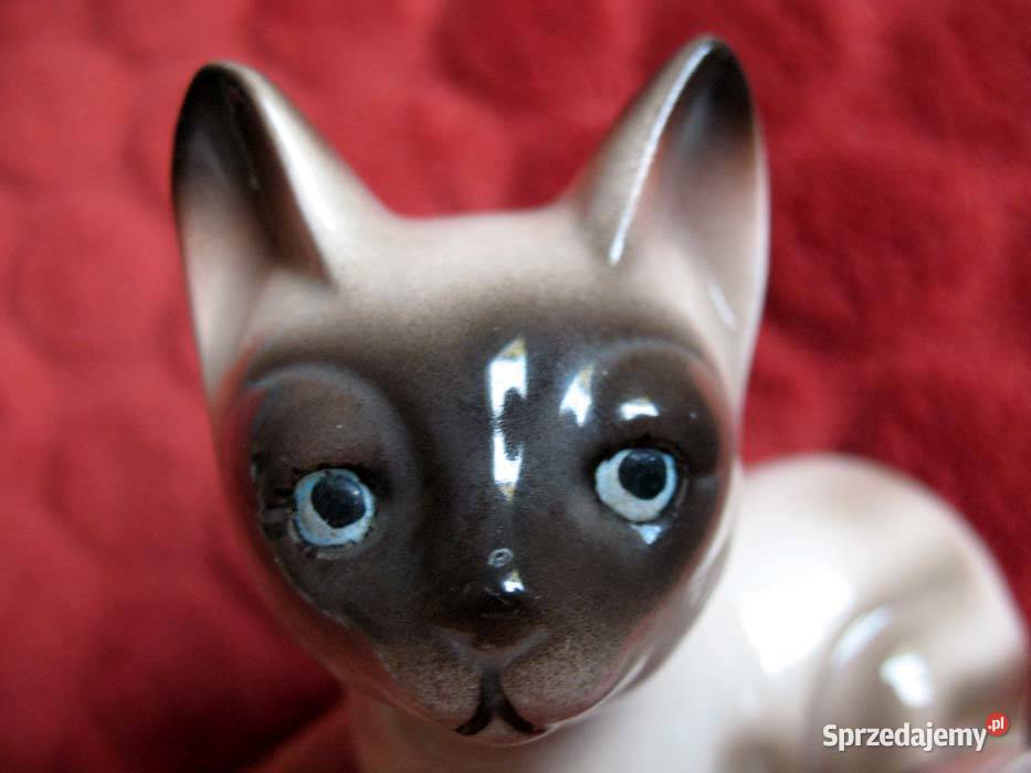 Kot Syjamski kotek Figurka mała porcelana 8 x 9