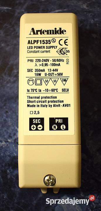 Zasilacz LED Artemide ALPF 1535 350mA 16W SELV Chełmno