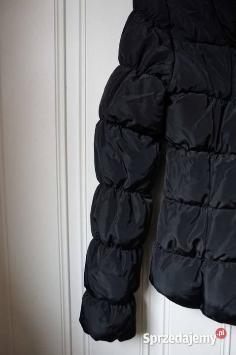Czarna watowana kurtka hm xxs 32 kaptur futerko Toruń