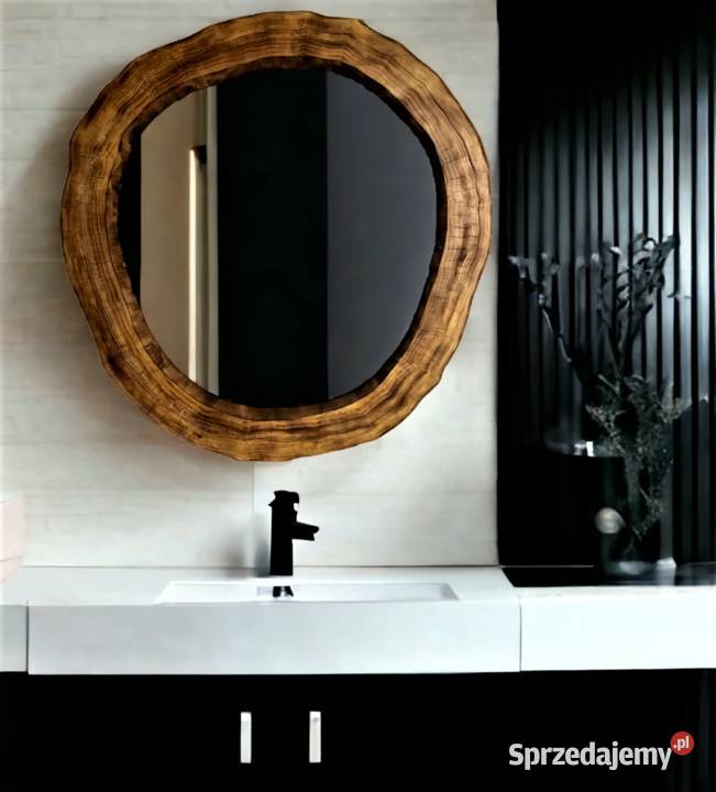 Okrągłe lustro łazienkowe nowoczesne drewniane Rzeszów