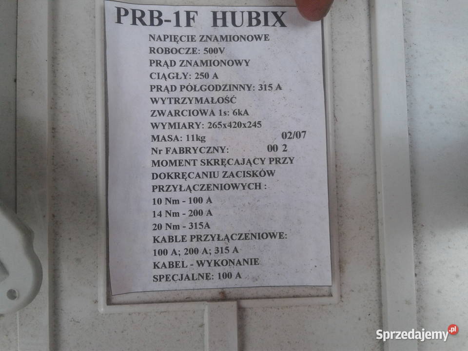 Przenośny Rozłącznik Bocznikowy HUBIX PRB1F 690V Skawina