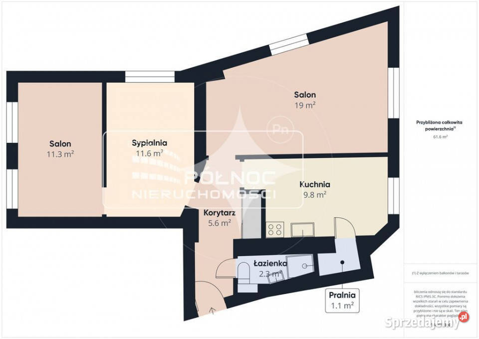 CENTRUM Ełku Kościuszki 8 III piętro 3 pokoje 61.95m2 Ełk