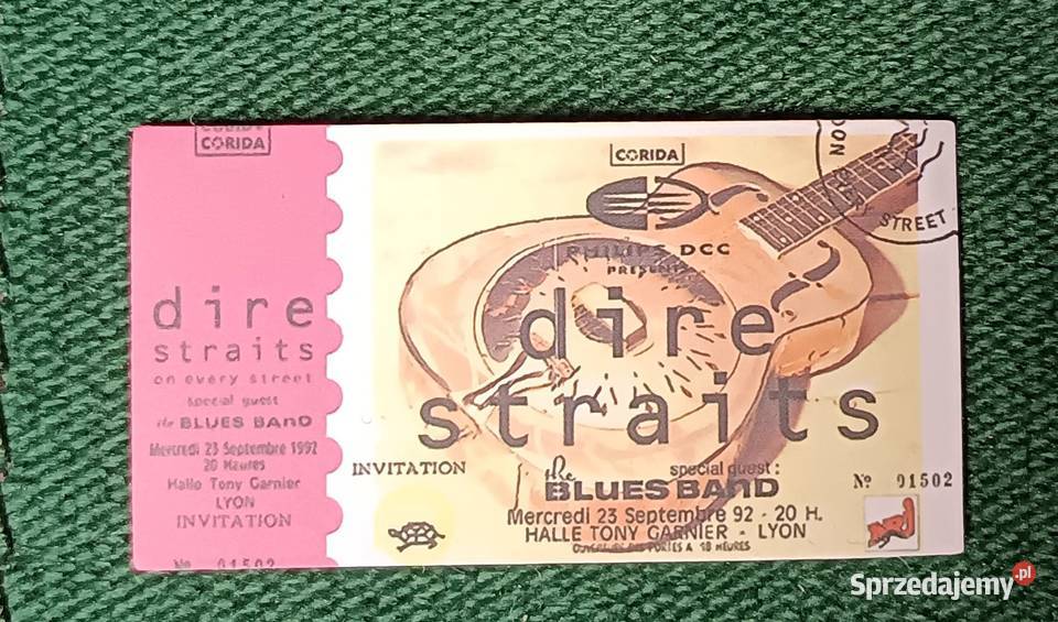 Dire Straits On every street 1992 bilet naklejka Zbylitowska Góra