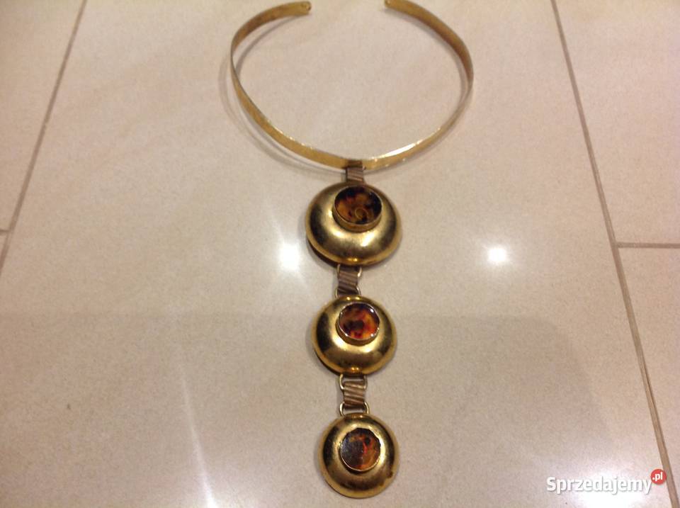 Choker Naszyjnik Pozłacany z Bursztynem Stary lubuskie Nowa Sól