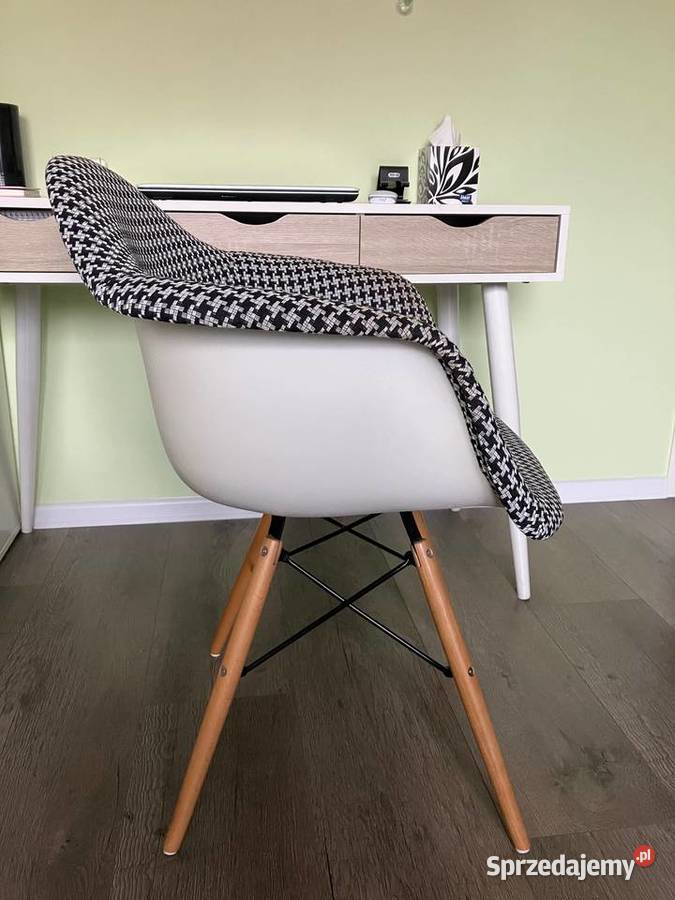 Designerski fotel wzory krzesło materiał czarny 64cm Fotele i krzesła obrotowe