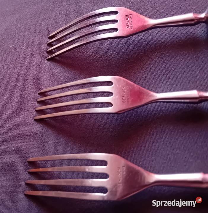 Trzy widelce Gerlach z bakelitowymi trzonkami Antyki Koźminek