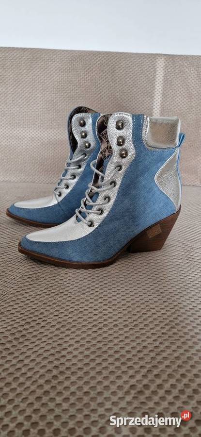 botki wiązane r 38 jeans jeansowe niebieskie Kraków