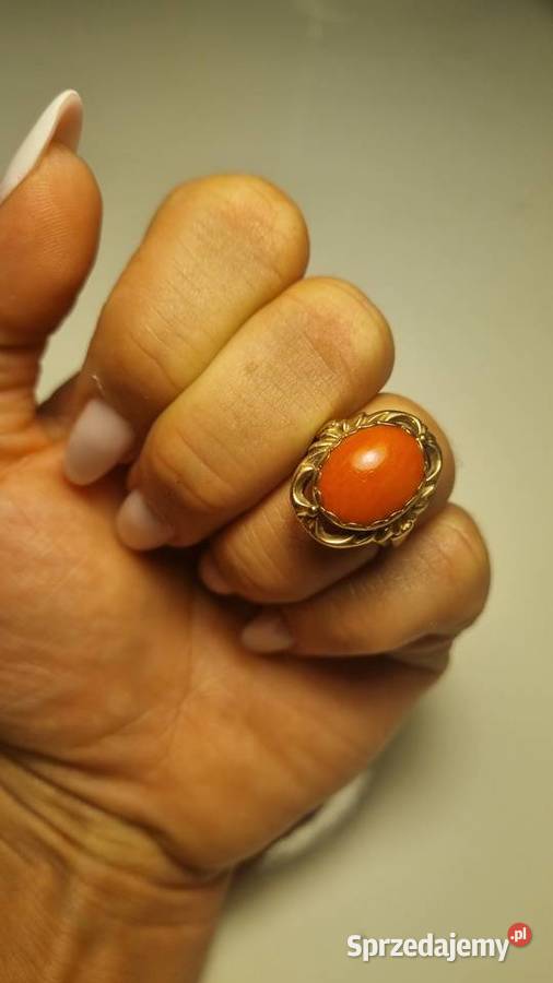 Złoty pierścionek z koralem złote Gdańsk