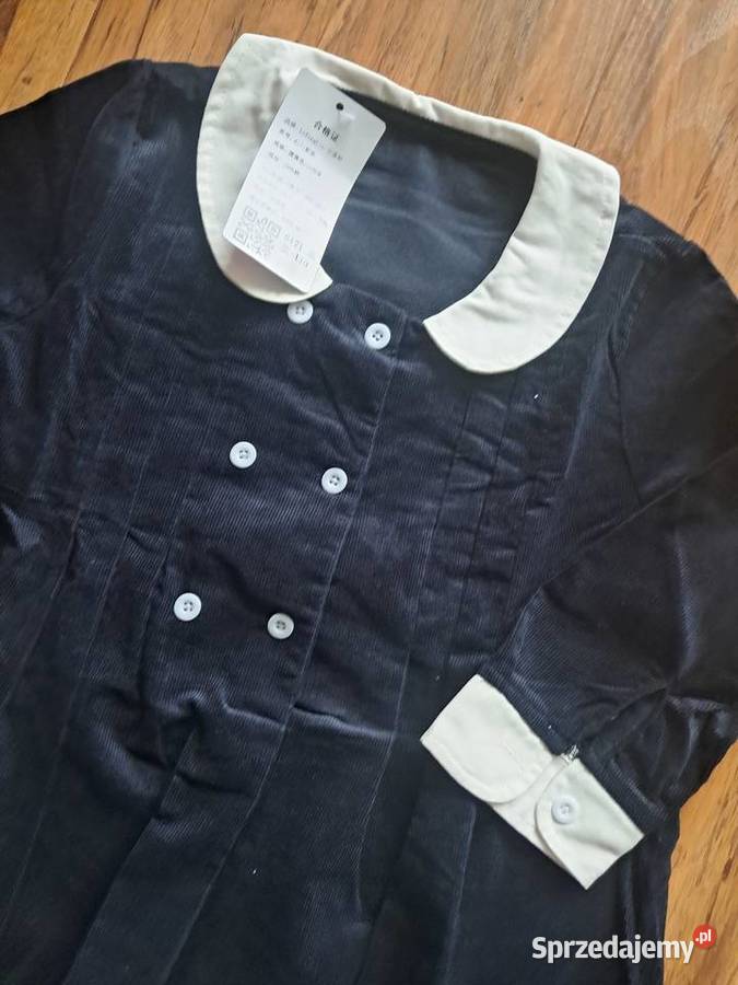 nowa granatowo biała sztruksowa sukieneczka na Sandomierz