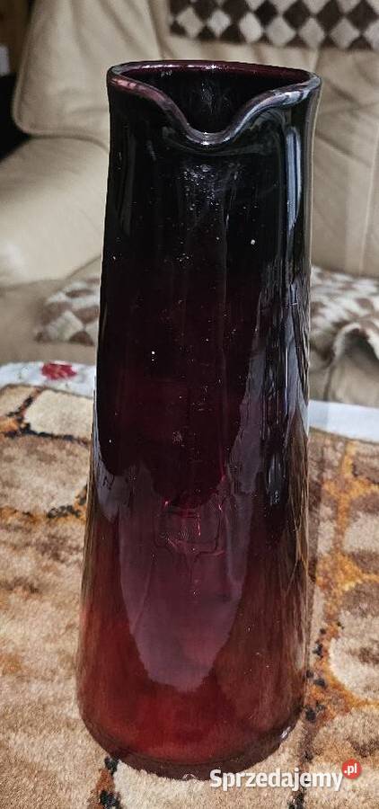 Rubinowy dzban z uchem z Ząbkowice PRL Vintage Porcelana i szkło Katowice sprzedam