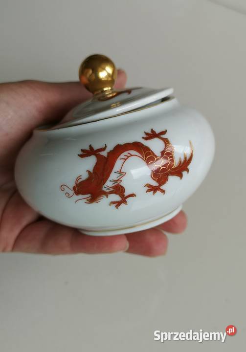 Cukiernica porcelanowa Czerwony Smok vintage Toruń
