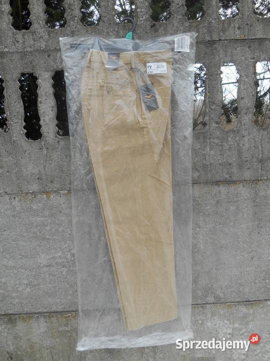 Nowe męskie Spodnie W34 L29 sztruksowe brązowe L brązowy/beżowy Dębica