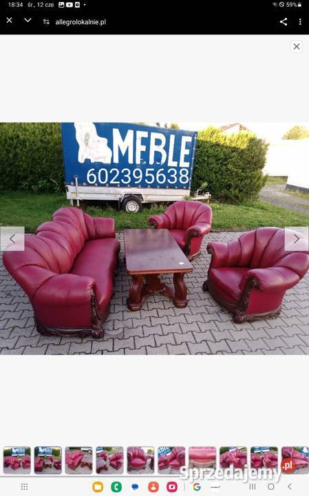 Komplet Chesterfield 311 skóra wiśnowa Bielsko-Biała