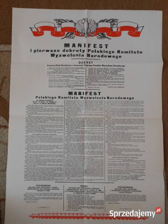 Plakat Manifestu PKWN Bartoszyce sprzedam