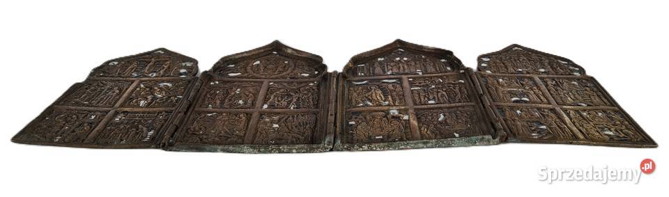 Ikona podróżna Tetraptyk XIXw 0420 Malarstwo Warszawa sprzedam