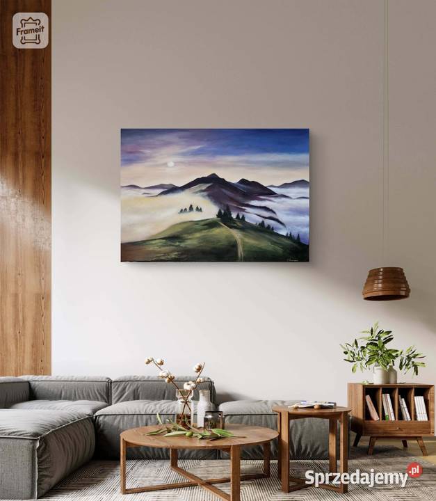 Obraz olejny Pejzaż Góry 50x70 małopolskie Męcina sprzedam