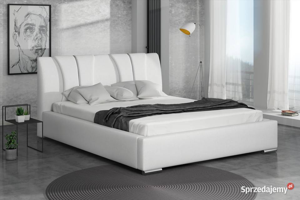 Białe łóżko Cleo Podwójne Tapicerowane 140x200