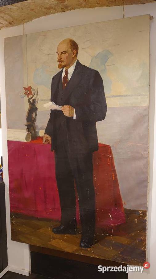 Duże płótno socrealizm Lenin Poznań
