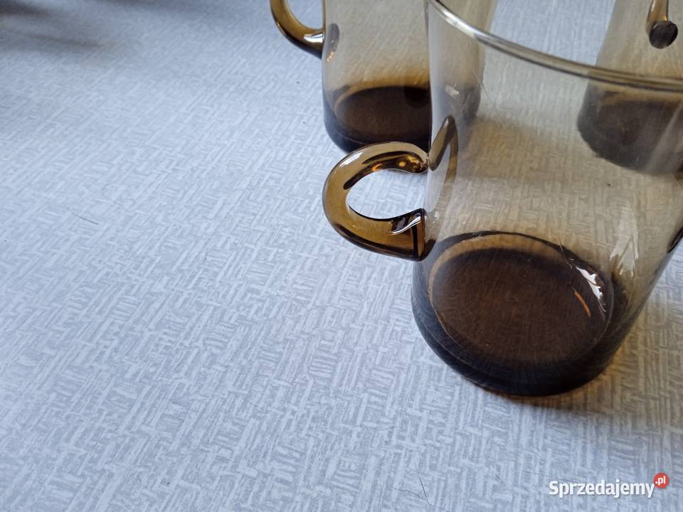 Komplet 6 szklanek grafitowych PRL