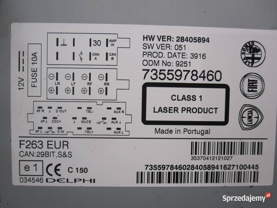 FIAT DOBLO 17r radio CD 7355978460 28252891 Kielce