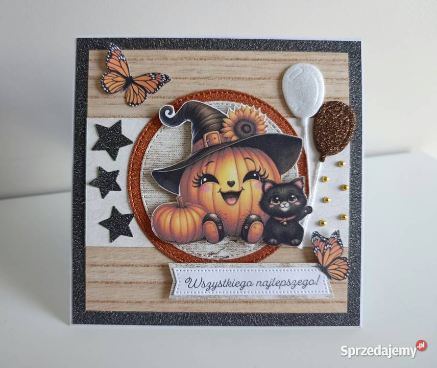 Kartka na urodziny imieniny jesienna Halloween Łódź