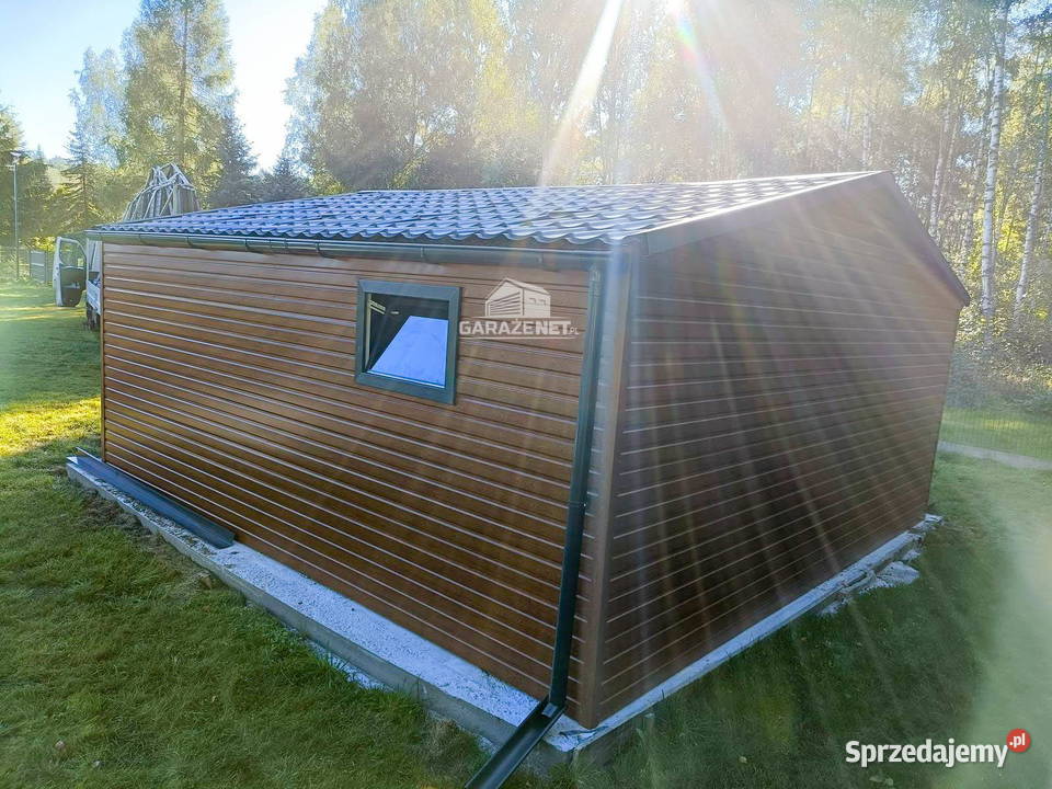 GARAŻ BLASZANY 5m x 6m DWUSPAD BRAMA DRZWI OKNO Łapanów