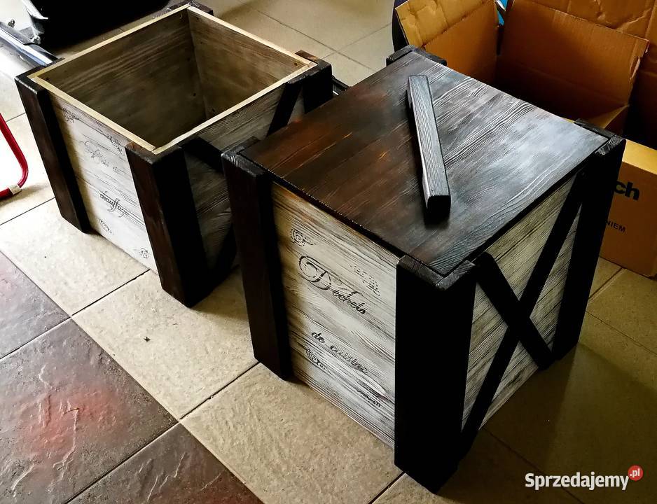 Kosz na śmieci skrzynka na drewno na drobiazgi wielokolorowy Radków