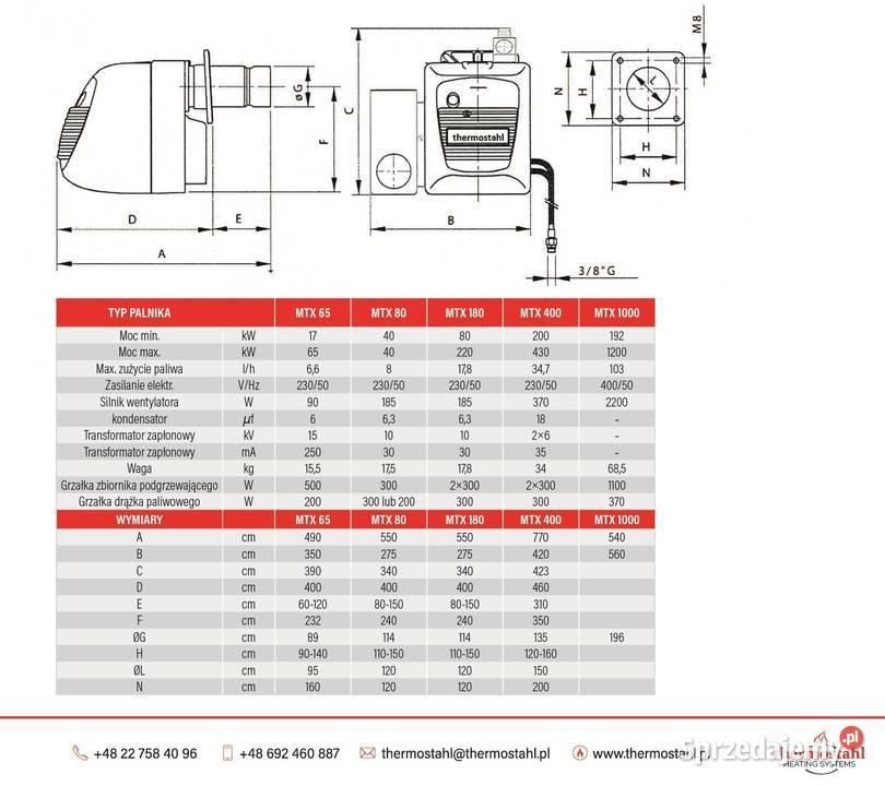 Palnik na olejoleje przepracowane MTX 80200kW stal Pruszków