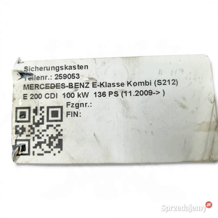 SKRZYNKA BEZPIECZNIKÓW BSI Mercedes W212 osobowe Chełm