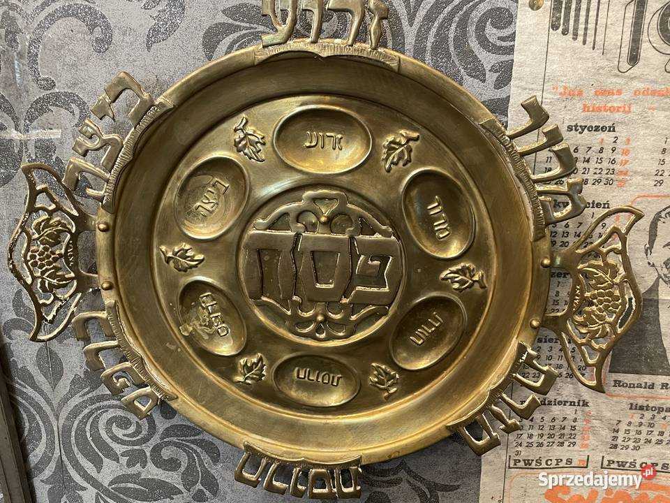 Wyjątkowy mosiężny talerz sederowy Judaika małopolskie Kraków sprzedam