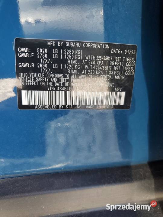 2025 SUBARU OUTBACK WILDERNESS 260KM Częstochowa