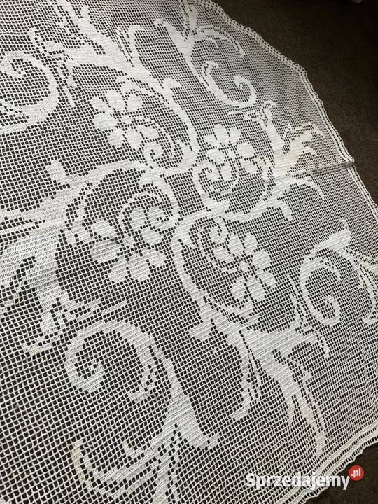 obrus szydełkowy ręcznie robiony wzory kwiatowe Zabrze