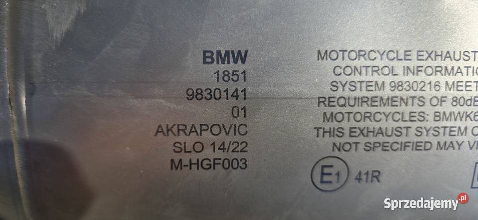 BMW S1000RR K67 Nowy Wydech 18519830141 Tłumik Katowice