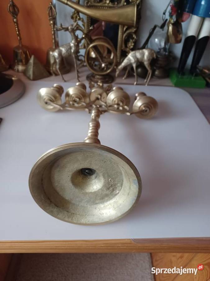 Piękny świecznik mosiężny Księstwo Warszawskie Poznań