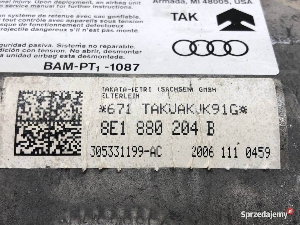 PODUSZKA POWIETRZNA PASAŻERA AUDI A4 B7