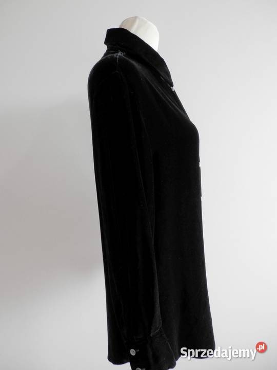 Koszula Aksamitna Jedwabna Jedwab Wiskoza Czarna Łomża