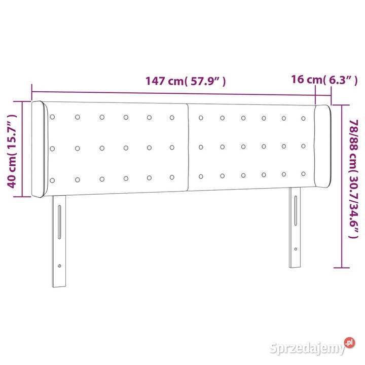 Zagłówek do łóżka z LED biały 147x16x7888 Łóżka i materace