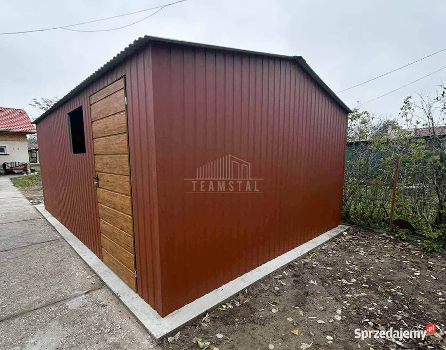 Garaż blaszany 45x6m brama uchylna drzwi okno Dobre Miasto