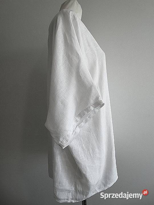 Bluzka Tunika Lniana 100 Len Biała Komfortowy Łomża